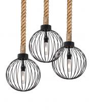 Besa Lighting 3JW-SULTANA-G-EDIL-BK - Besa Sultana Globe Rope Pendant, Black, 3x5W LED Filament