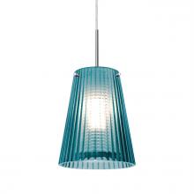 Besa Lighting J-DIONBL-SN - Besa Dion Pendant for Multiport Canopy, Blue Shade, Black Finish, 1x60W MAX E26 Base