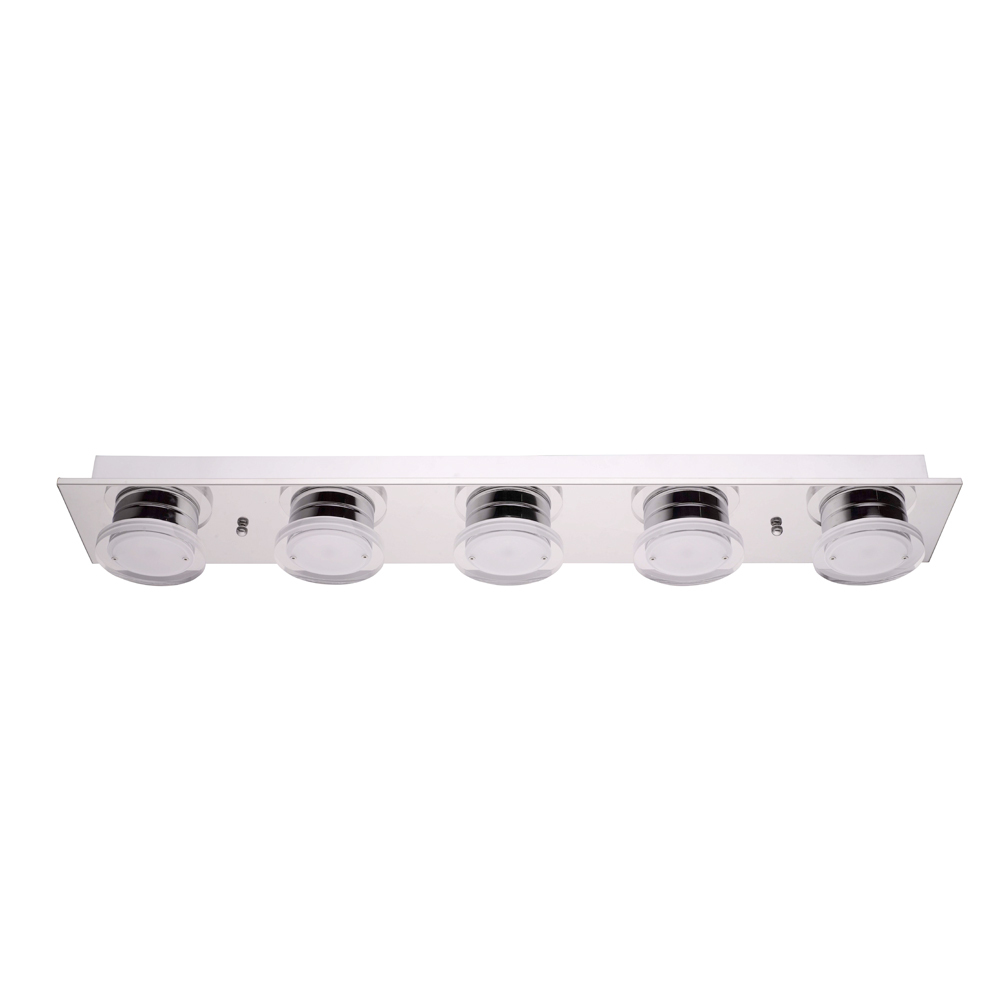 5 LT LED Bath/Vanity Light w/ Chrome Finish & Satin & Clear Acrylic Shades