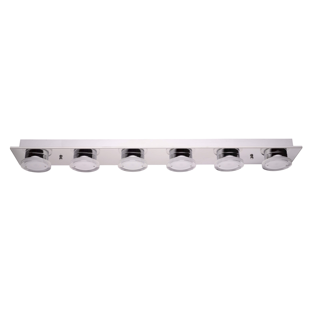 6 LT LED Bath/Vanity Light w/ Chrome Finish & Satin & Clear Acrylic Shades