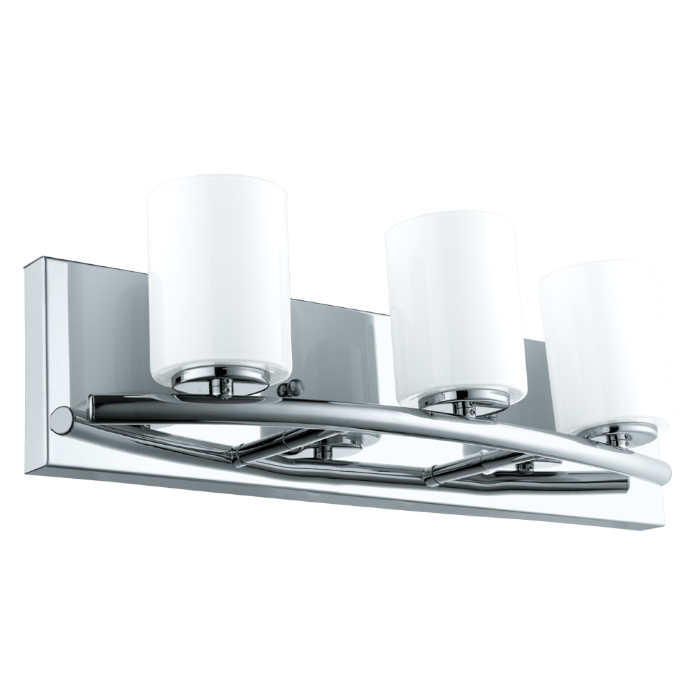 3 LT Bath/Vanity Light w/ Chrome Finish & White Glass Shade