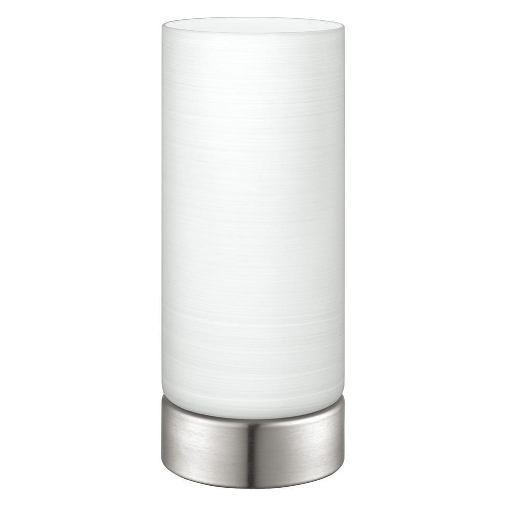 1 LT Table Lamp w/ Matte Nickel Finish & White Wiped Glass Shade
