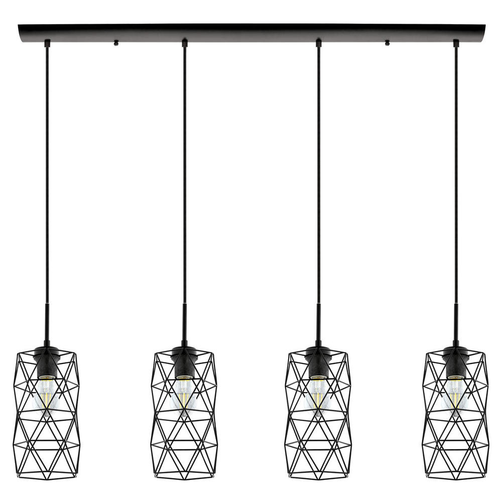 4 LT Linear Pendant w/ Matte Black Finish & Metal Wire Cage Shades