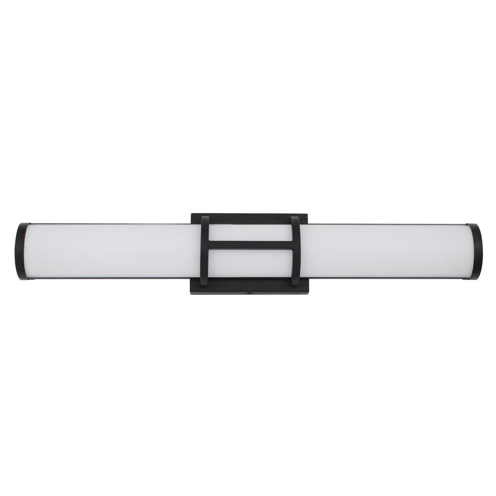 LED Bath/Vanity Light w/ Matte Black Finish & White Acrylic Shade