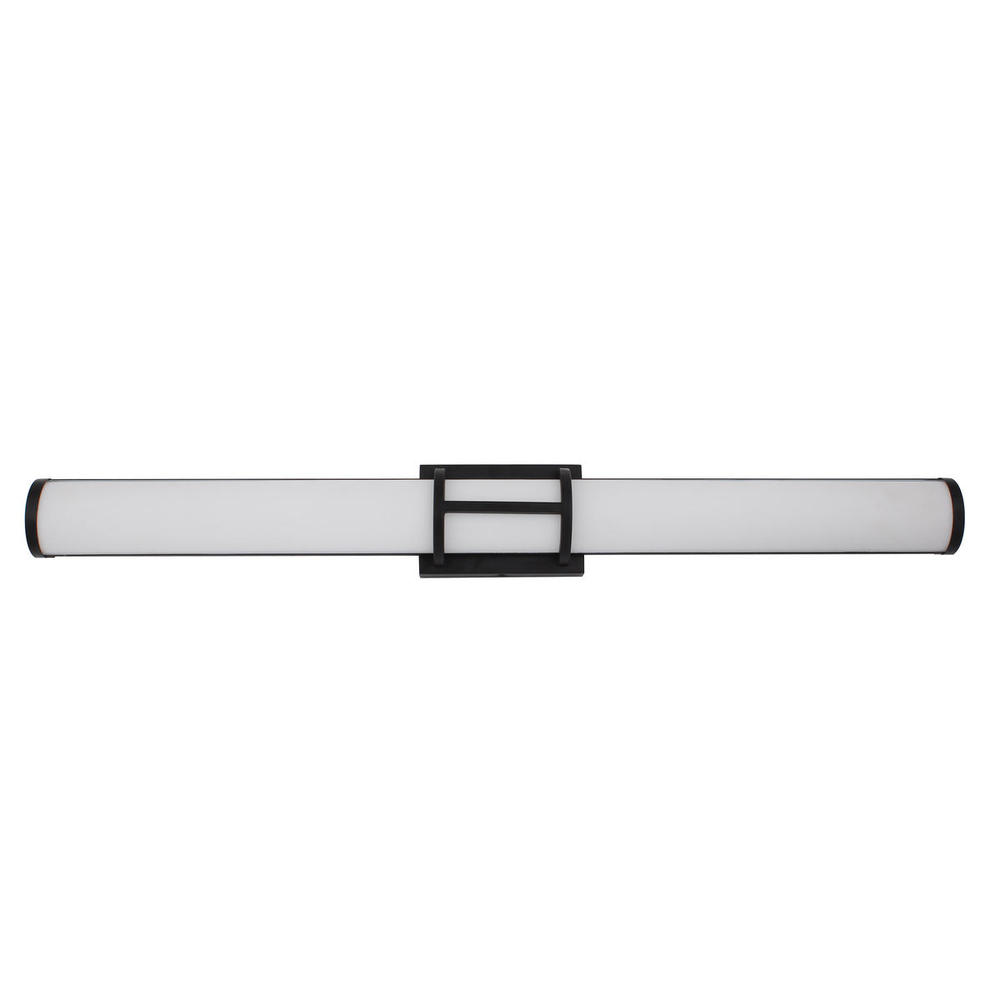 LED Bath/Vanity Light w/ Matte Black Finish & White Acrylic Shade