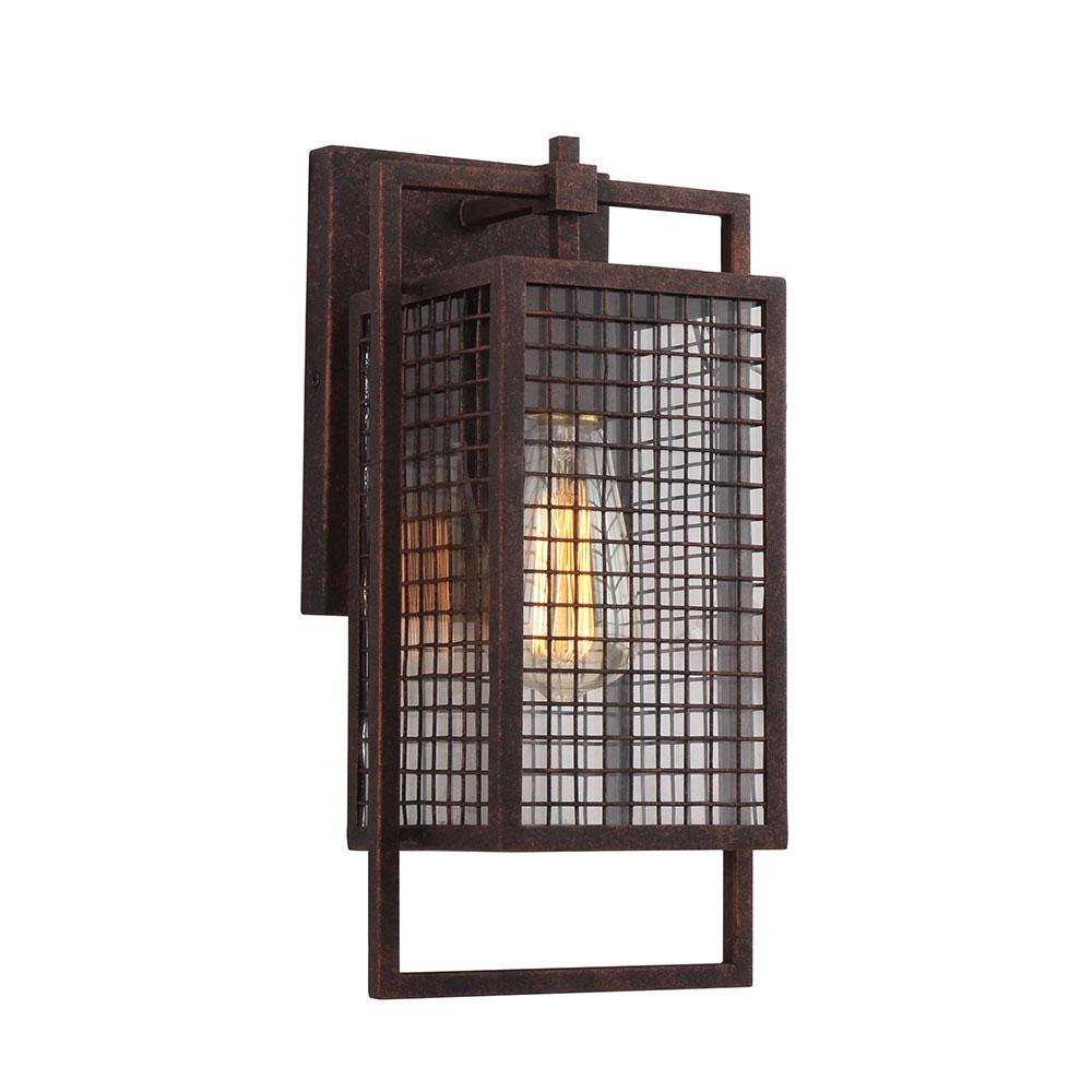 1 LT Outdoor Wall Light w/ Rust Color Finish & Clear Glass Shade