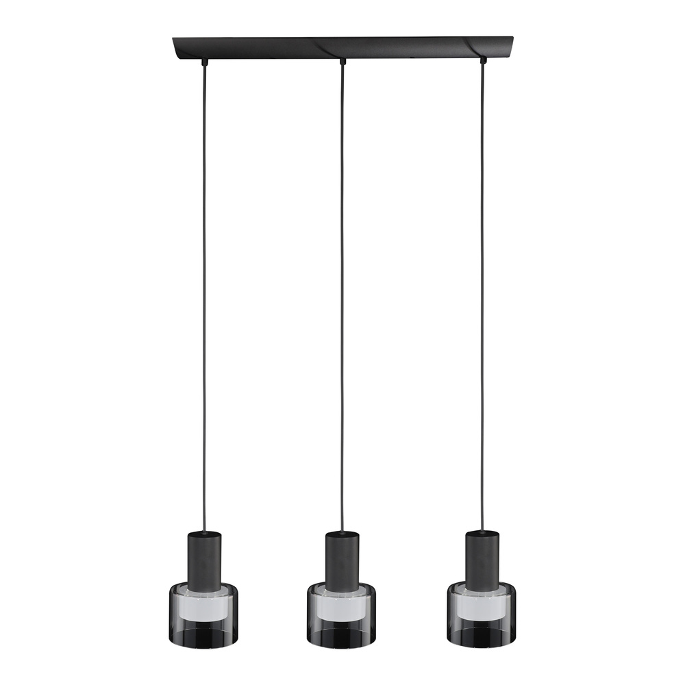 3 LT Linear Pendant w/ Black Finish & White Interior & Clear Outer Glass Shade