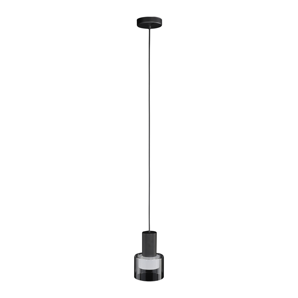 1 LT Mini Pendant w/ Black Finish & White Interior & Clear Outer Glass Shade