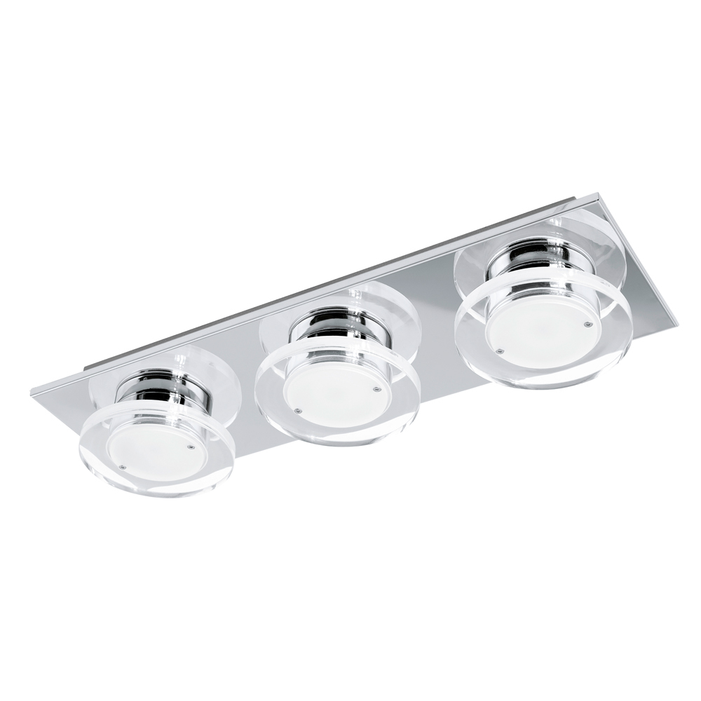 3 LT LED Bath/Vanity Light w/ Chrome Finish & Satin & Clear Acrylic Shades