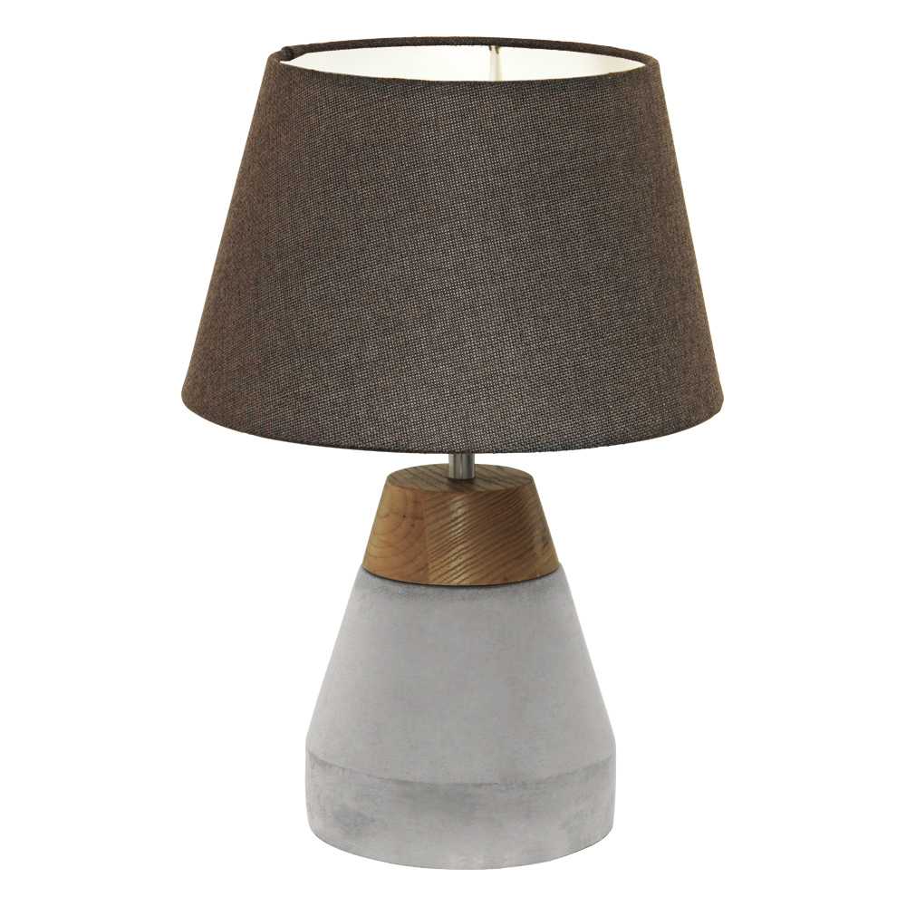 1 LT Table Lamp w/ Black & Concrete Effect Finish w/ Brown Fabric Shade