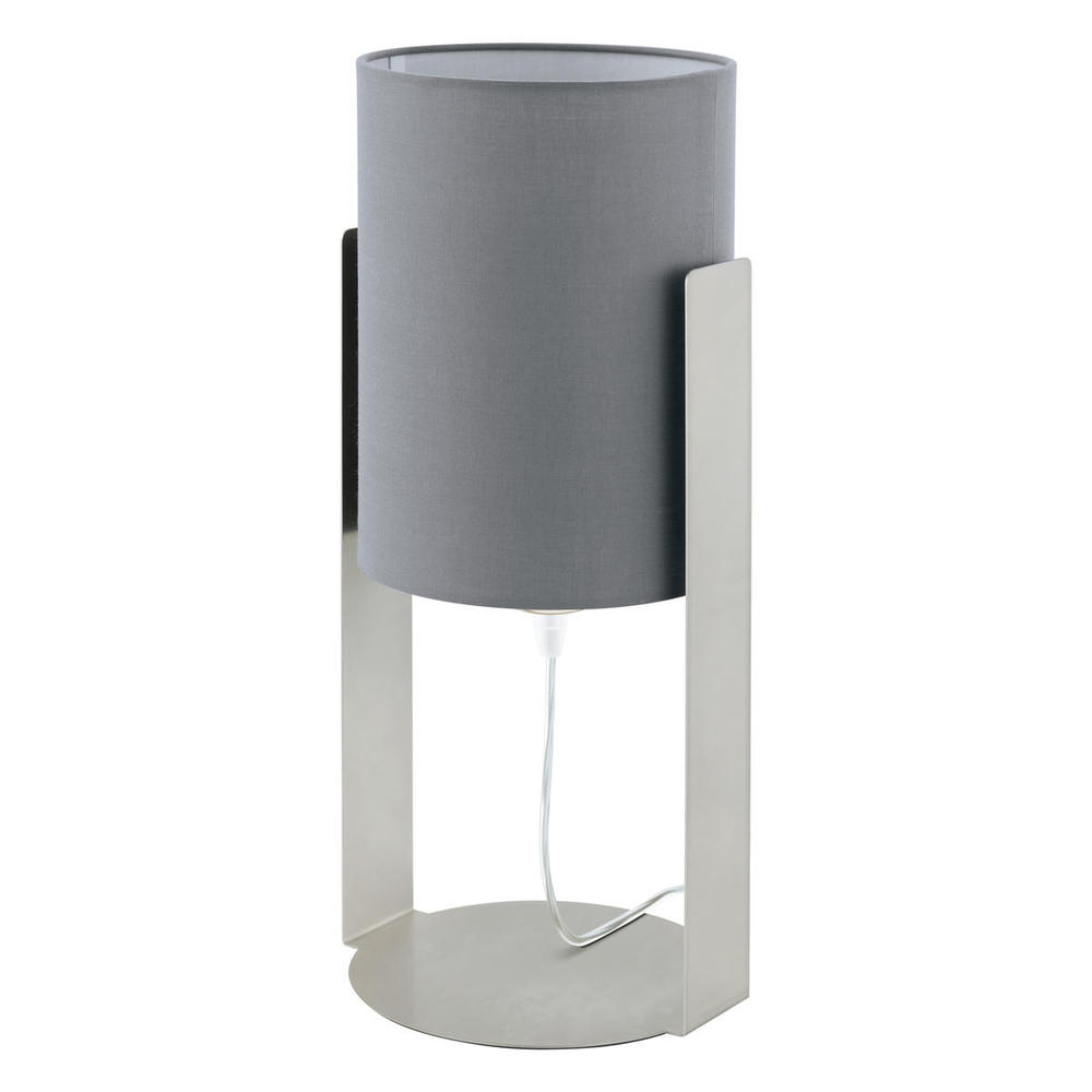 1 LT Table Lamp w/ Matte Nickel Finish & Grey Fabric Shade