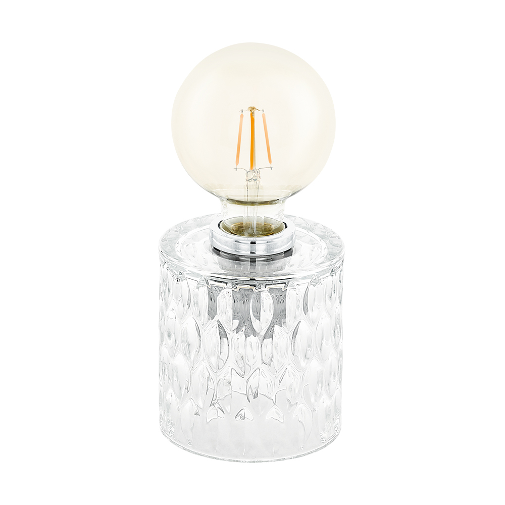 1 LT Open Bulb Table Lamp w/Clear Textured Glass Base