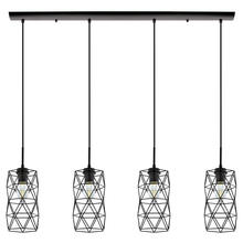 Eglo 202359A - 4 LT Linear Pendant w/ Matte Black Finish & Metal Wire Cage Shades