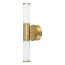 Eglo 204374A - 2 LT Integrated LED Bath/Vanity Light w/ Brushed Gold Finish & White Glass Shades