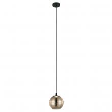 Eglo 39684A - 1 LT Mini Pendant w/ a Black Finish & Gold Smoked Glass Shade