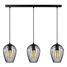 Eglo 49478A - 3 LT Linear Pendant w/ Black Finish &  Black Metal Shades