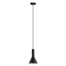 Eglo 62985A - 1 LT Pendant w/ Matte Black Finish & Black w/ White Interior Metal Shade