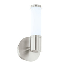 Eglo 95143A - 1 LT Integrated LED Bath/Vanity Light w/ Satin Nickel Finish & White Glass Shade