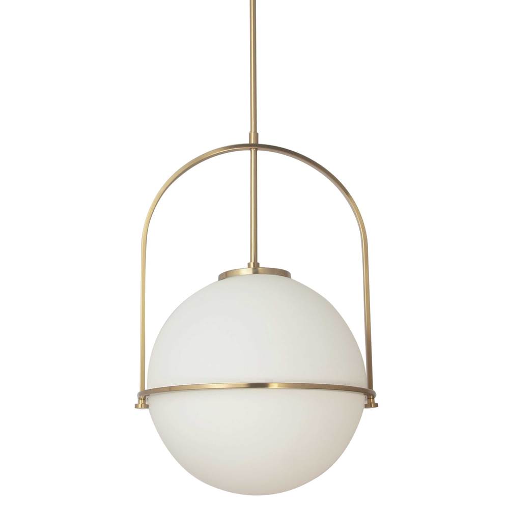 1 Light Incandescent Paola Pendant Polished Chrome w/ White Glass