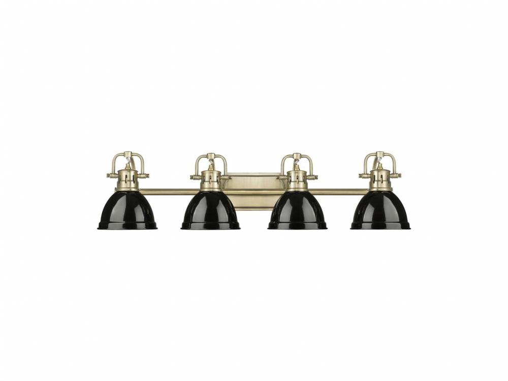 Duncan 4-Light Bath Vanity in Aged Brass with Black