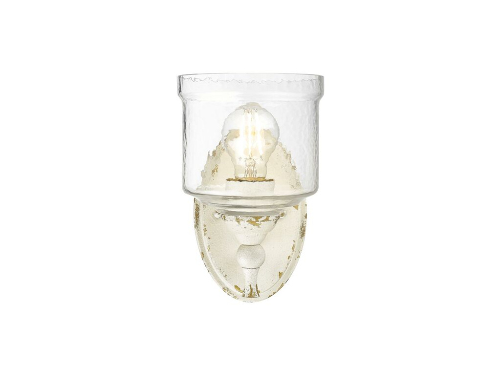 Keating 1 Light Wall Sconce in Antique Ivory with Hammered Water Glass Shade