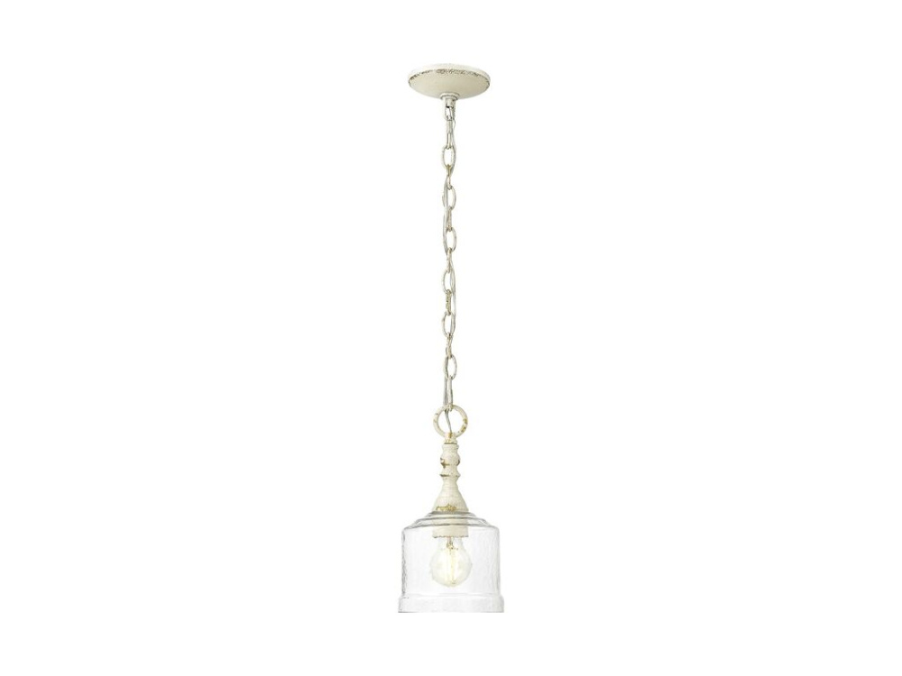 Keating Mini Pendant in Antique Black Iron with Hammered Water Glass Shade