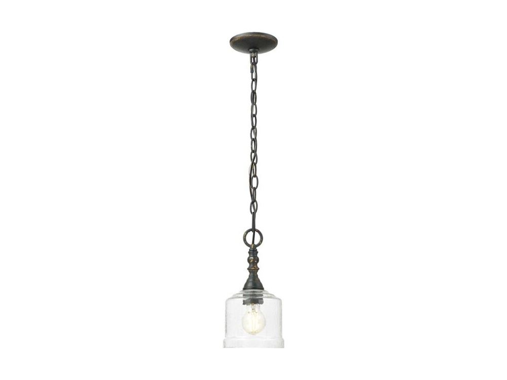 Keating Mini Pendant in Antique Ivory with Hammered Water Glass Shade