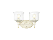 Golden 0806-BA2 AI-HWG - Keating 2 Light Bath Vanity in Antique Ivory with Hammered Water Glass Shade